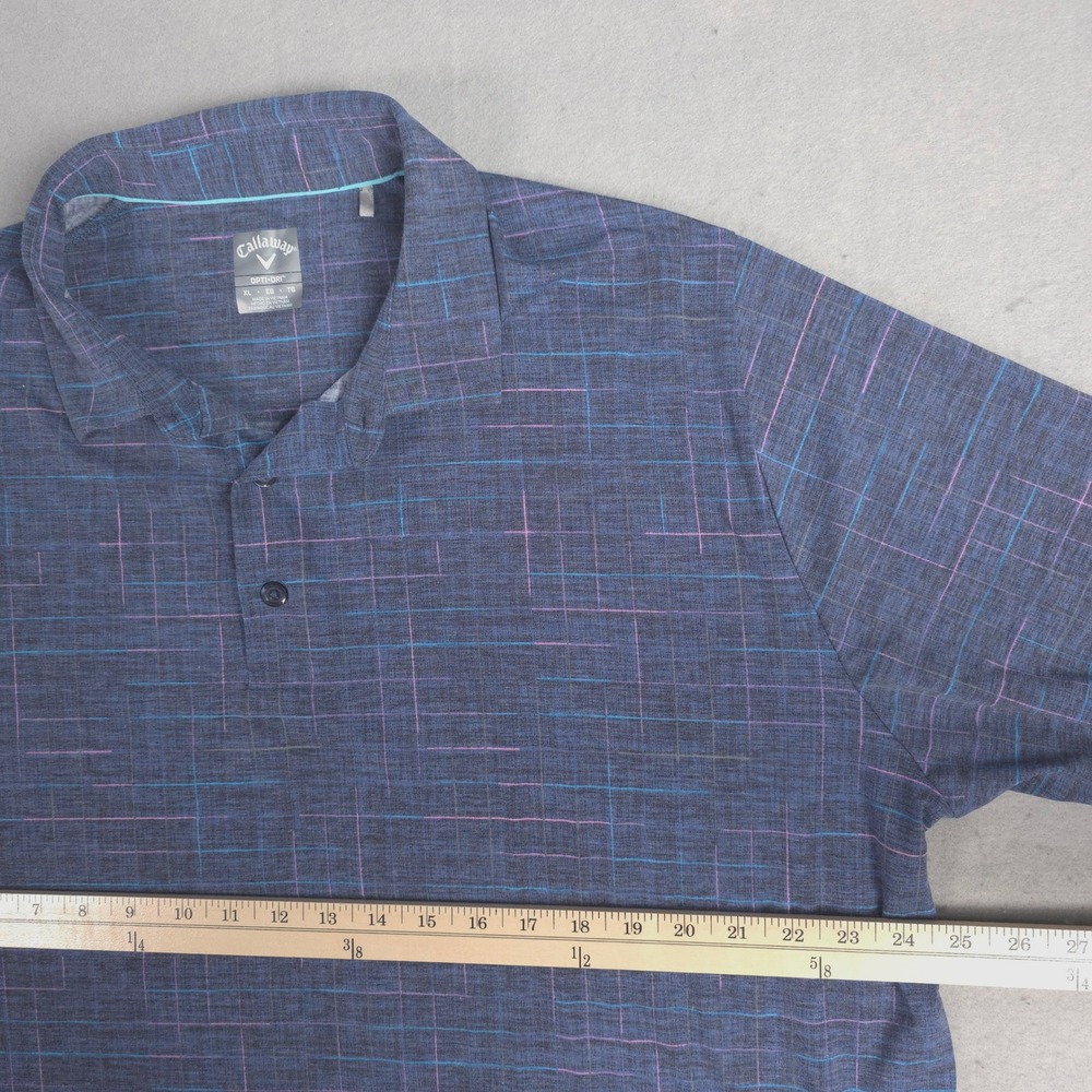 Callaway Mens XL OptiDri Golf Polo Shirt Blue Pink Plaid Short Sleeve - Picture 7 of 12